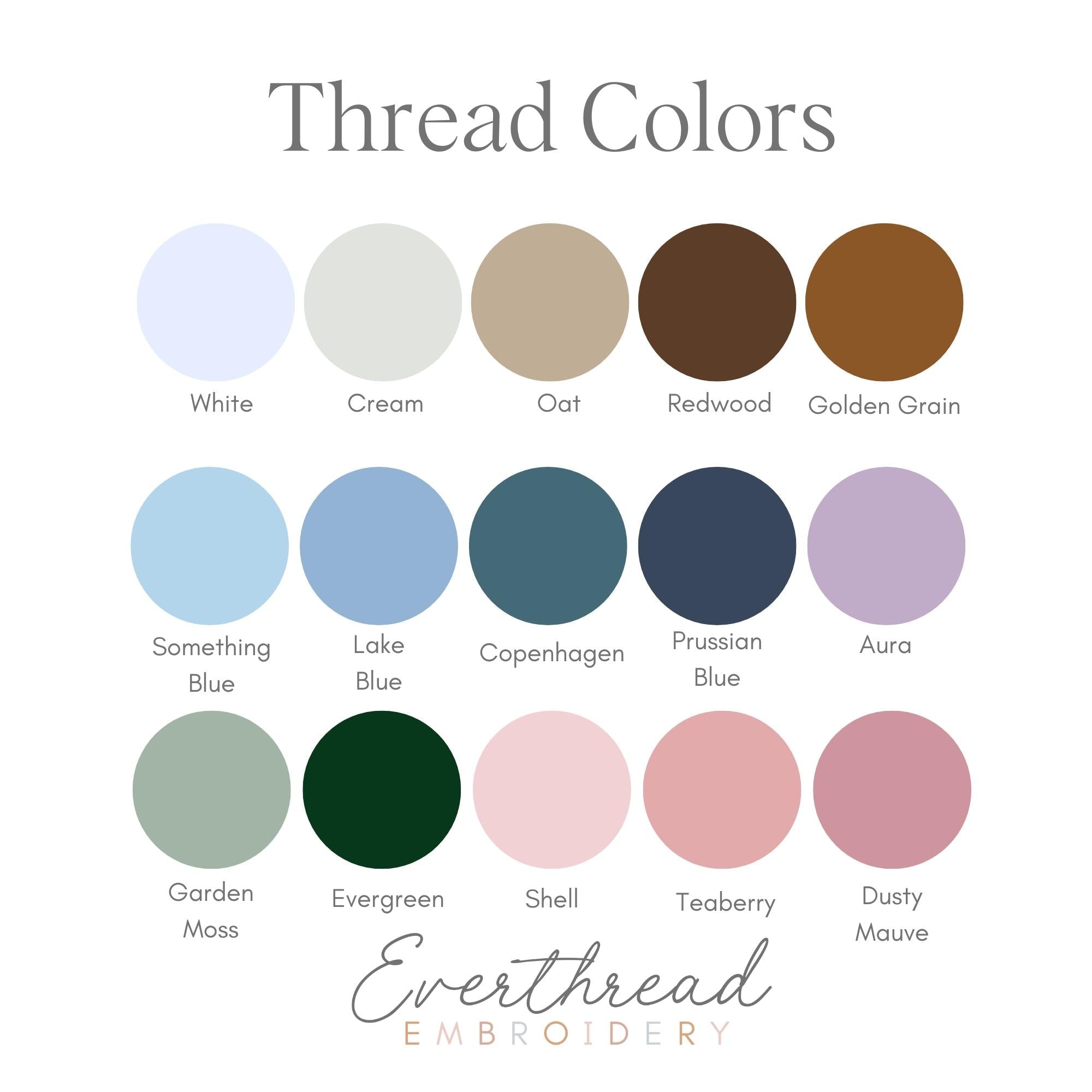 the color chart for threaded colors