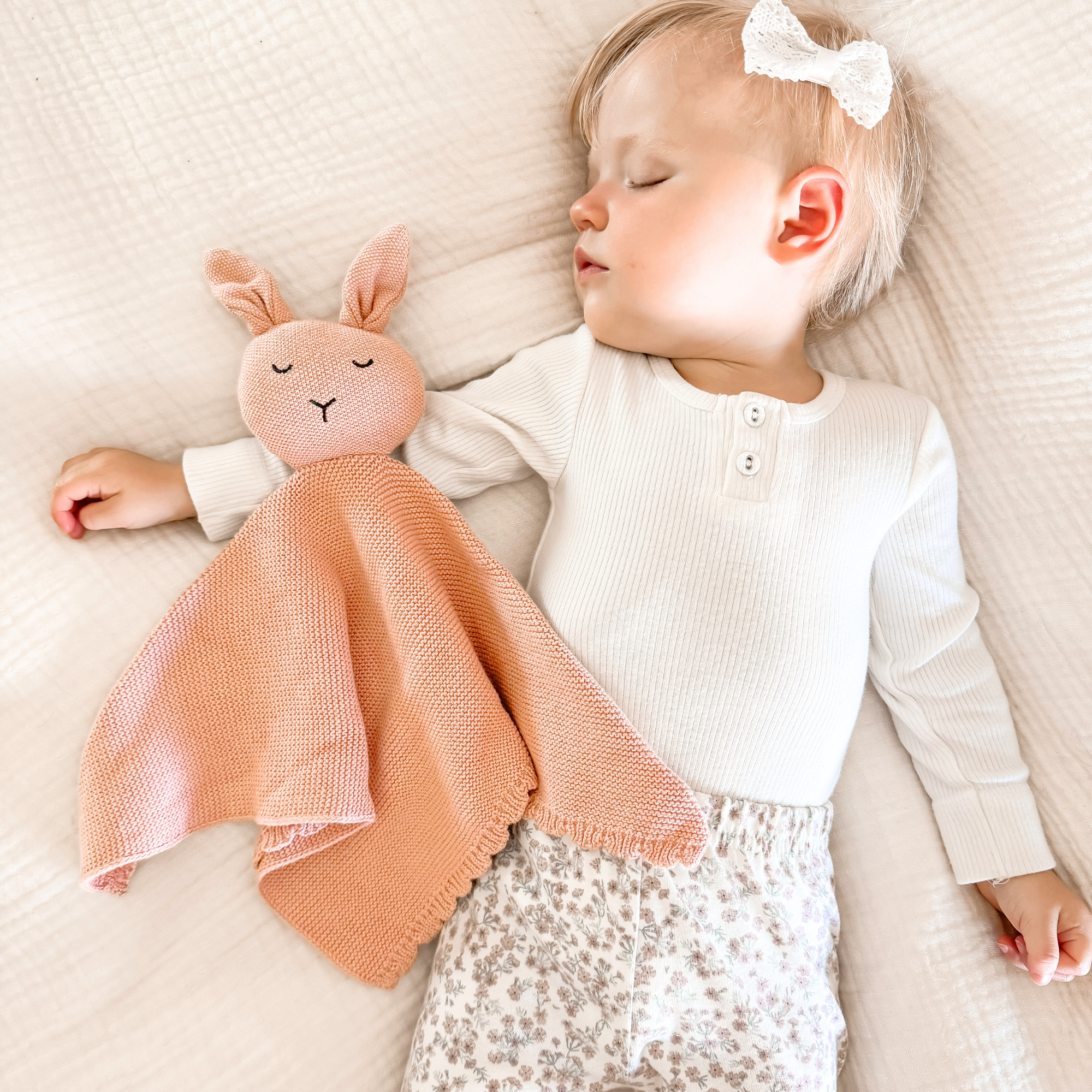 Bunny Lovey Security Blanket in Rose
