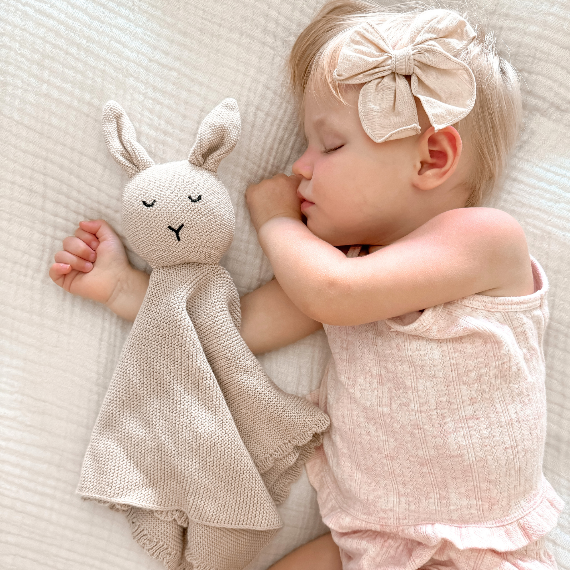 Bunny Lovey Security Blanket in Oat