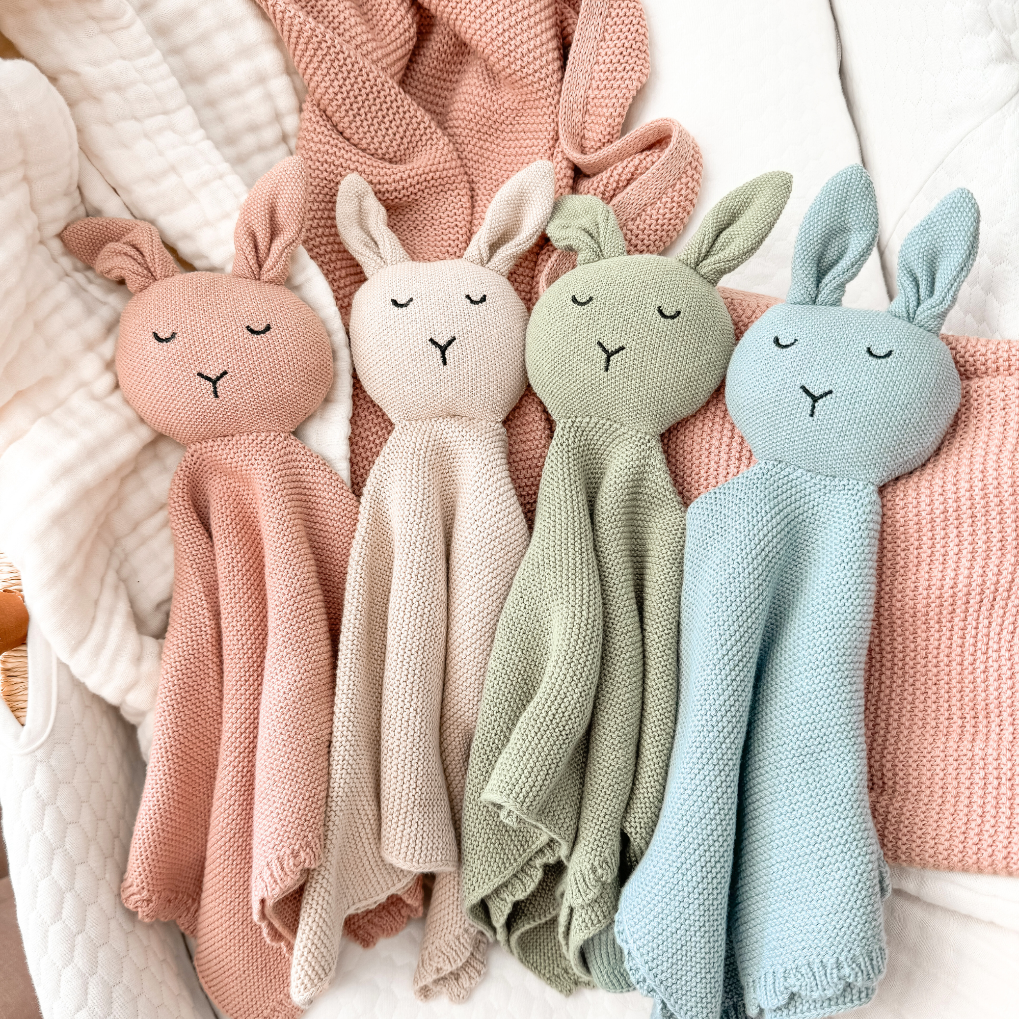 Bunny Lovey Security Blanket in Blue Gray