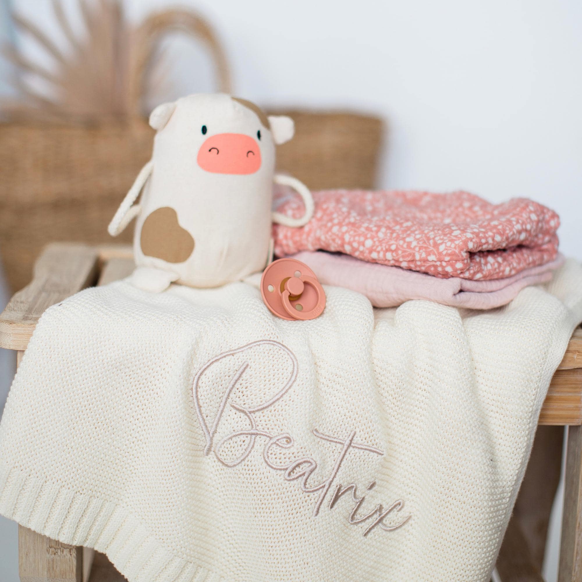 Personalized Baby Blanket with Name in Cream