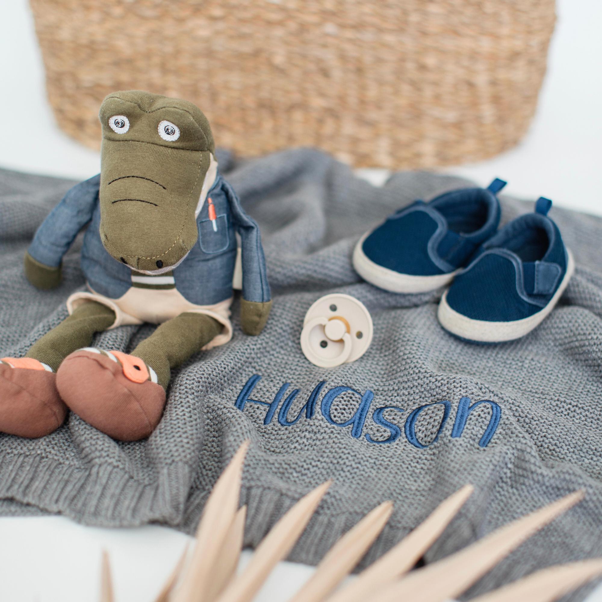 Personalized Baby Blanket with Name in Gray