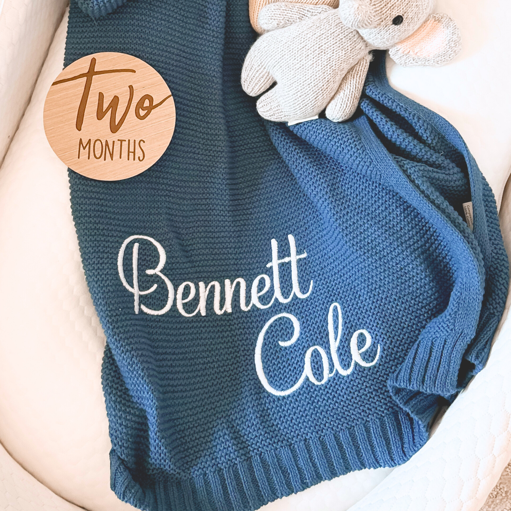 Personalized Baby Blanket with Name in Cobalt