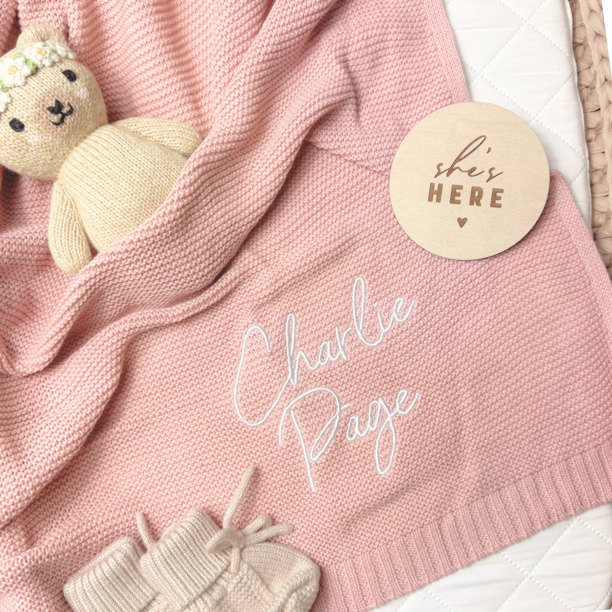 Personalized Baby Blanket with Name in Rose
