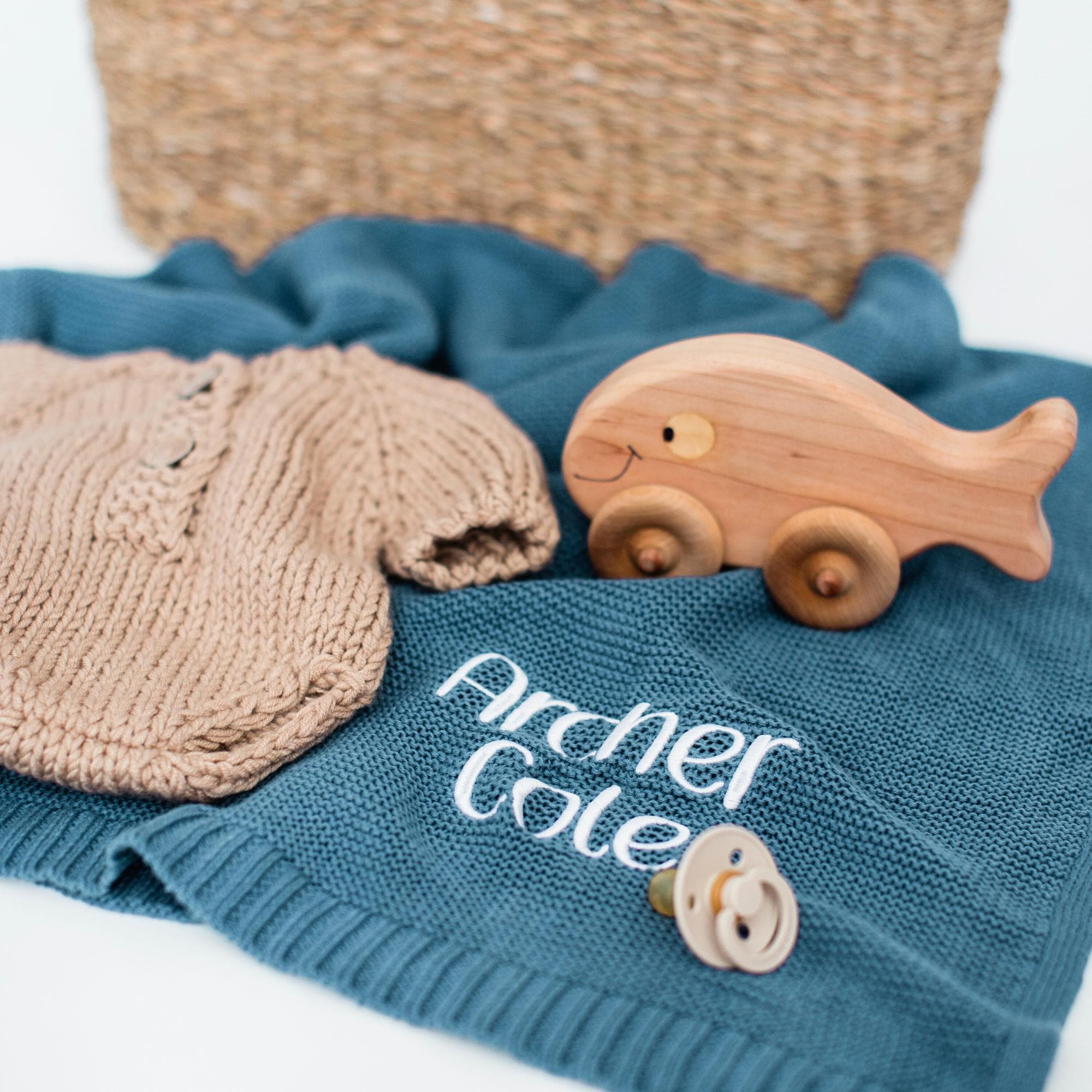 Personalized Baby Blanket with Name in Cobalt